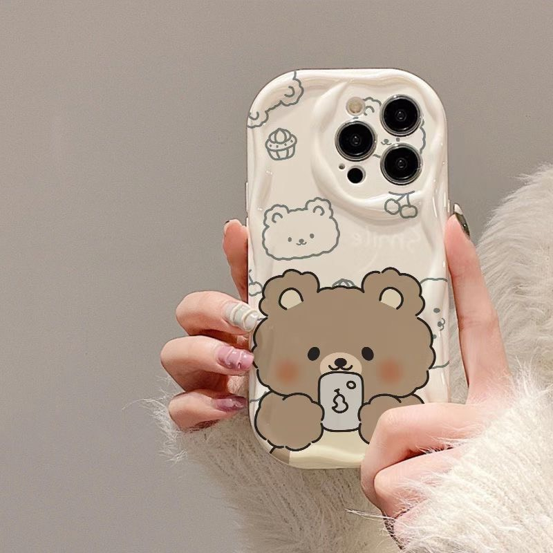 Ốp lưng iPhone sóng nổi hình gấu nâu dễ thương 11/12/13/14/15/pro/max/plus/promax - A Mẫn Sài Gòn
