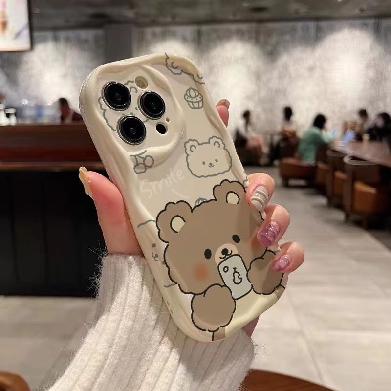 Ốp lưng iPhone sóng nổi hình gấu nâu dễ thương 11/12/13/14/15/pro/max/plus/promax - A Mẫn Sài Gòn