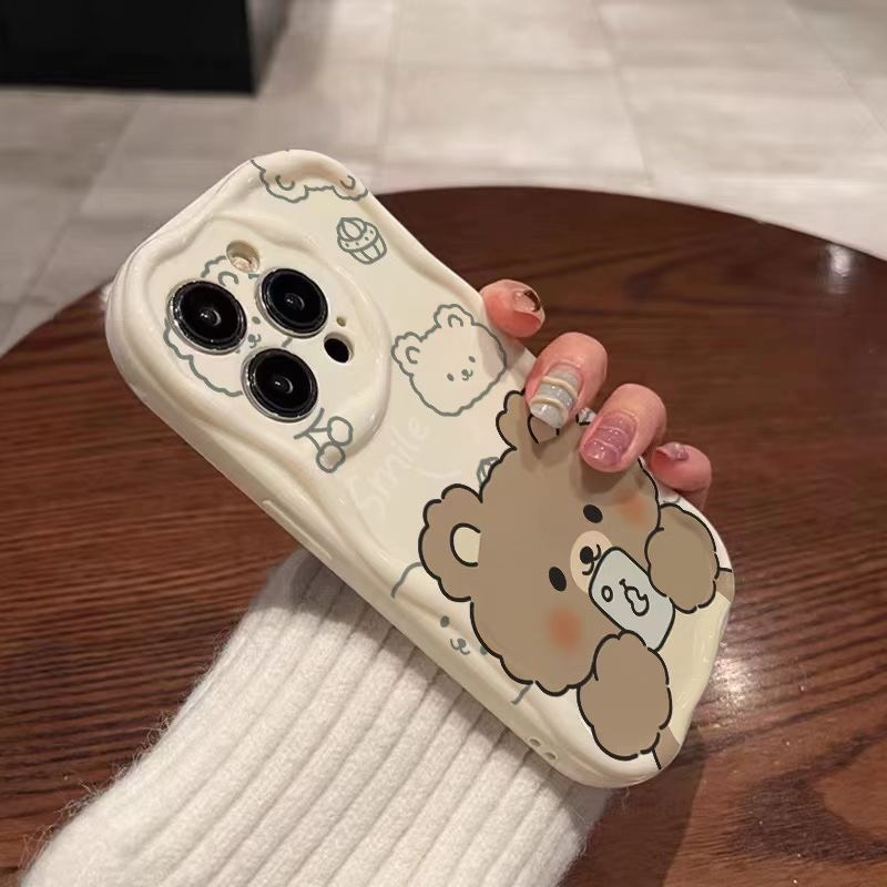 Ốp lưng iPhone sóng nổi hình gấu nâu dễ thương 11/12/13/14/15/pro/max/plus/promax - A Mẫn Sài Gòn