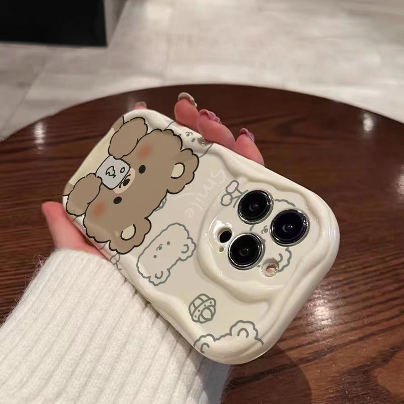 Ốp lưng iPhone sóng nổi hình gấu nâu dễ thương 11/12/13/14/15/pro/max/plus/promax - A Mẫn Sài Gòn