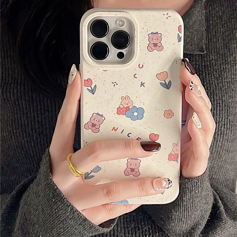 Ốp lưng iPhone lúa mạch hình kem gấu thỏ 11/12/13/14/15/pro/max/plus/promax - A Mẫn Sài Gòn