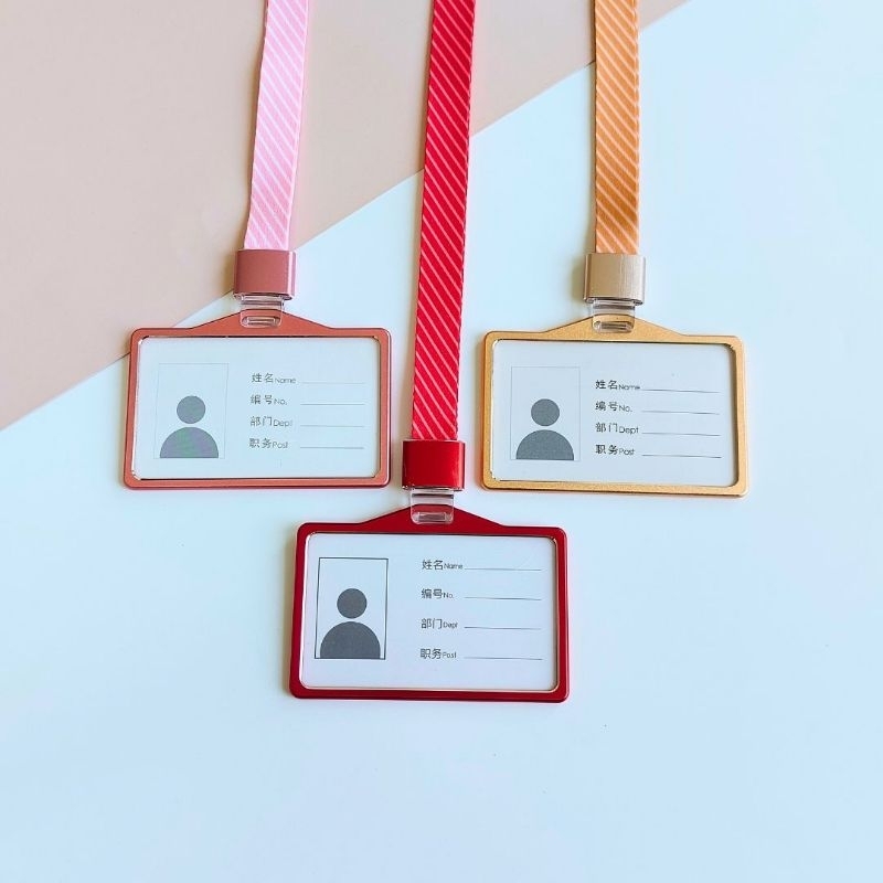 Thẻ đeo nhân viên, bao đựng thẻ tên chất liệu hợp kim nhôm phong cách Hàn Quốc sang trọng lịch sự, kích thước thẻ ngang