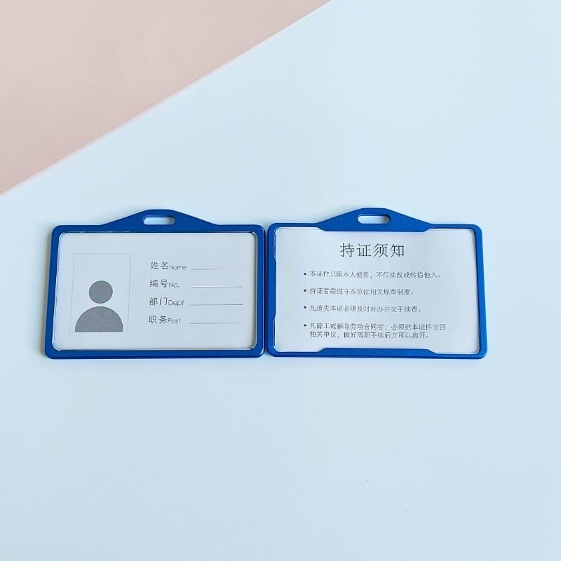 Thẻ đeo nhân viên, bao đựng thẻ tên chất liệu hợp kim nhôm phong cách Hàn Quốc sang trọng lịch sự, kích thước thẻ ngang