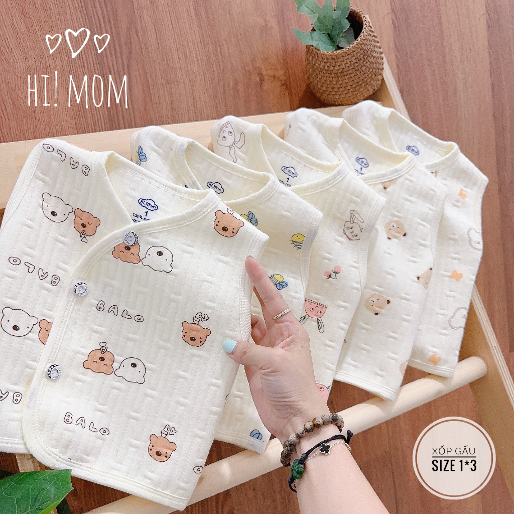Áo Gile Nỉ Xốp HiMom Kids Cài lệch Mềm Mại, Họa Tiết Hình Thú Đáng Yêu Cho Bé 3-9kg
