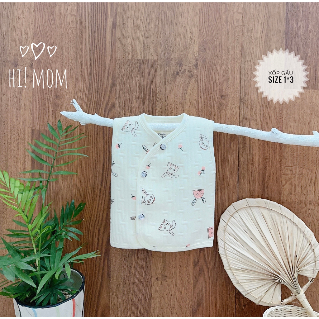 Áo Gile Nỉ Xốp HiMom Kids Cài lệch Mềm Mại, Họa Tiết Hình Thú Đáng Yêu Cho Bé 3-9kg