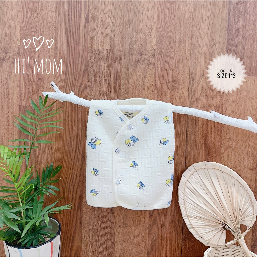 Áo Gile Nỉ Xốp HiMom Kids Cài lệch Mềm Mại, Họa Tiết Hình Thú Đáng Yêu Cho Bé 3-9kg