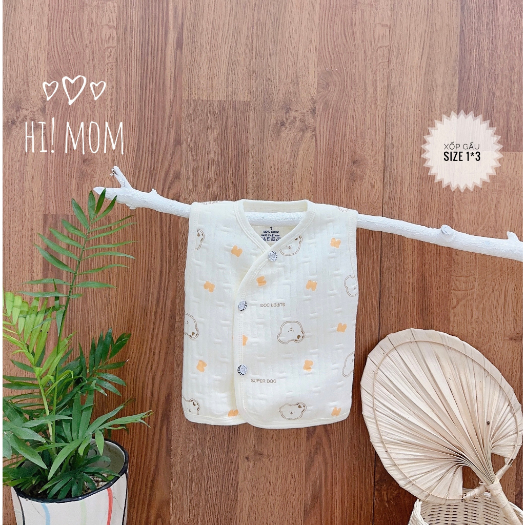 Áo Gile Nỉ Xốp HiMom Kids Cài lệch Mềm Mại, Họa Tiết Hình Thú Đáng Yêu Cho Bé 3-9kg