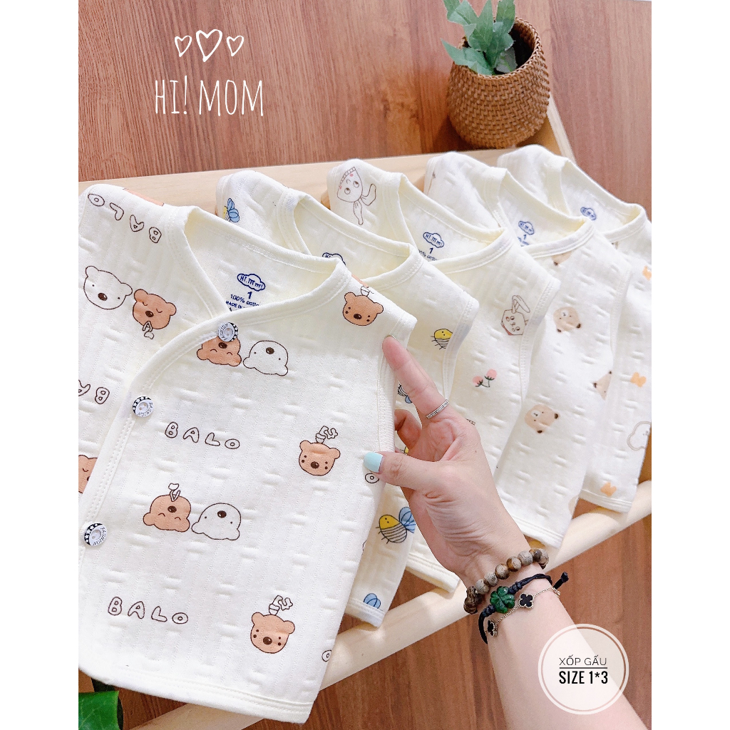 Áo Gile Nỉ Xốp HiMom Kids Cài lệch Mềm Mại, Họa Tiết Hình Thú Đáng Yêu Cho Bé 3-9kg