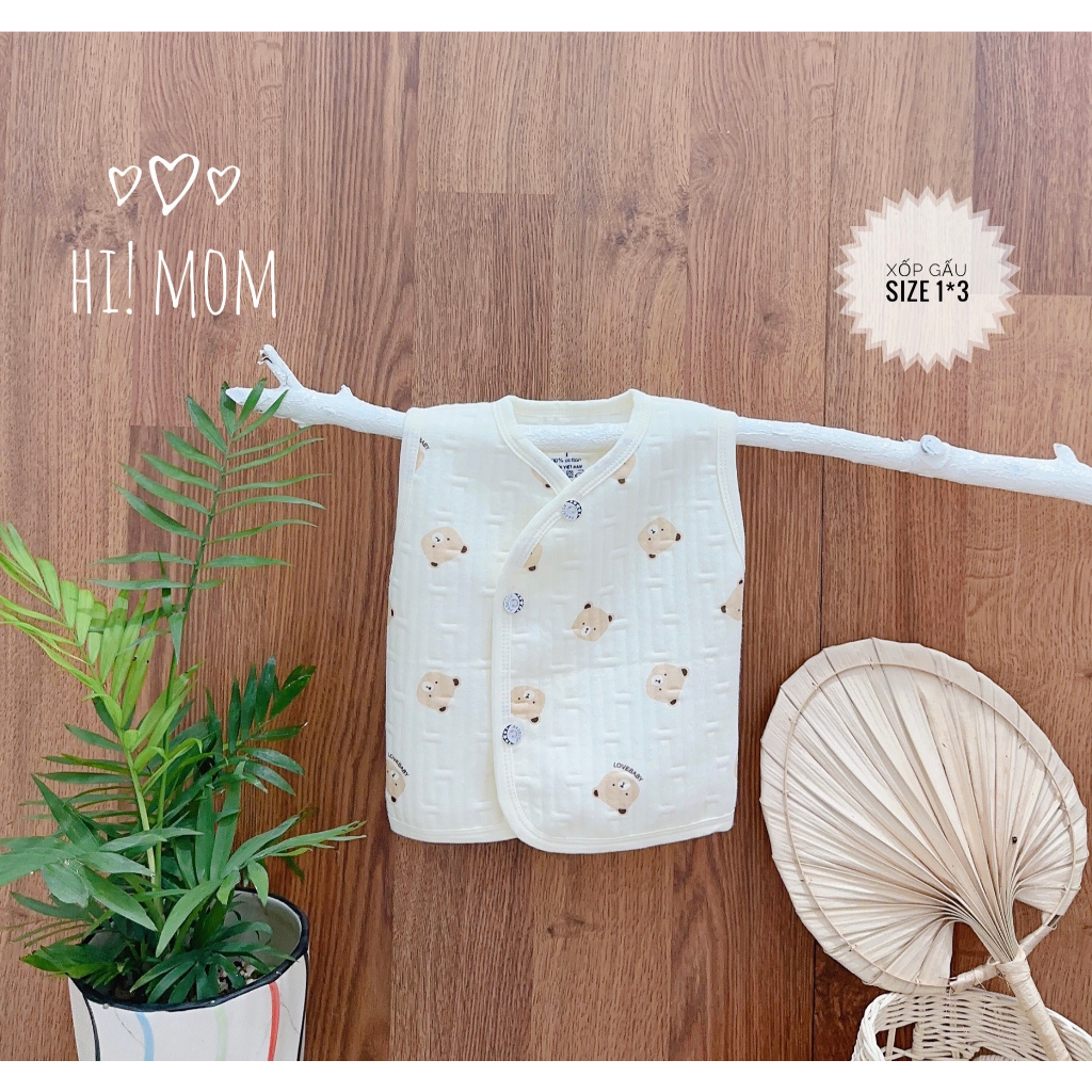Áo Gile Nỉ Xốp HiMom Kids Cài lệch Mềm Mại, Họa Tiết Hình Thú Đáng Yêu Cho Bé 3-9kg