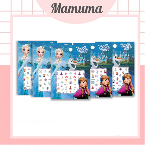 Set sticker dán móng tay nail sticker 3D nổi hoạ tiết công chúa hoạt hình Disney đáng yêu cho bé gái Frozen Elsa Ariel