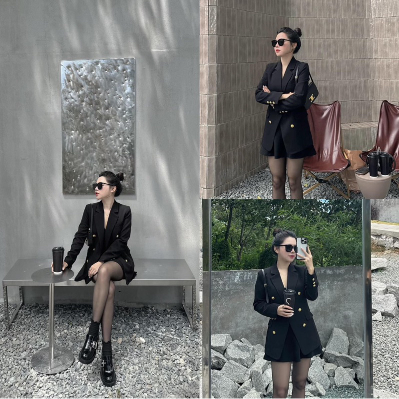 Áo Blazer 4 Khuy Áo Khoác Mỏng Công Sở 2023 Cao Cấp