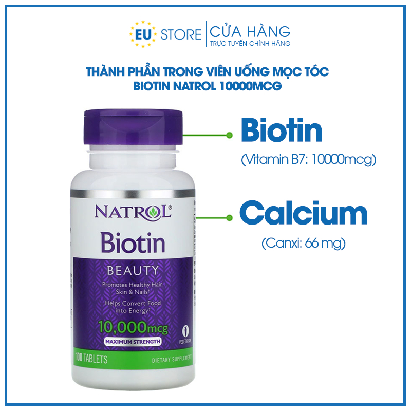 Dầu gội xả Biotin Collagen tím 385ml OGX + Viên uống Biotin Natrol 10000mcg giảm rụng tóc, giúp mọc tóc