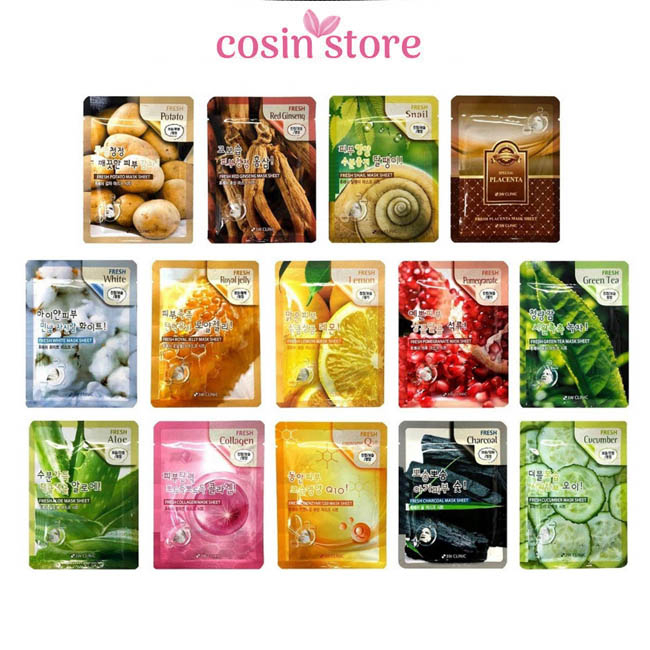 1 miếng Mặt Nạ Dưỡng Da 3W Clinic Fresh Mask Sheet 23ml Hàn Quốc có nhiều màu shop Cosin Store