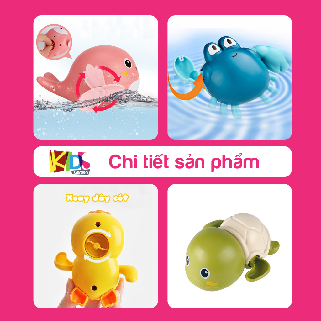 Combo 4 món Đồ chơi nhà tắm cho bé rùa vặn cót thể bơi dưới nước thả bồn chậu tắm CB02 KIDS GARDEN