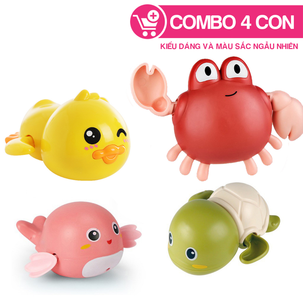 Combo 4 món Đồ chơi nhà tắm cho bé rùa vặn cót thể bơi dưới nước thả bồn chậu tắm CB02 KIDS GARDEN