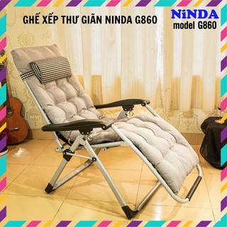 Ghế xếp thư giãn Ninda NDG860 gấp gọn có khóa sắt khung sơn tĩnh điện