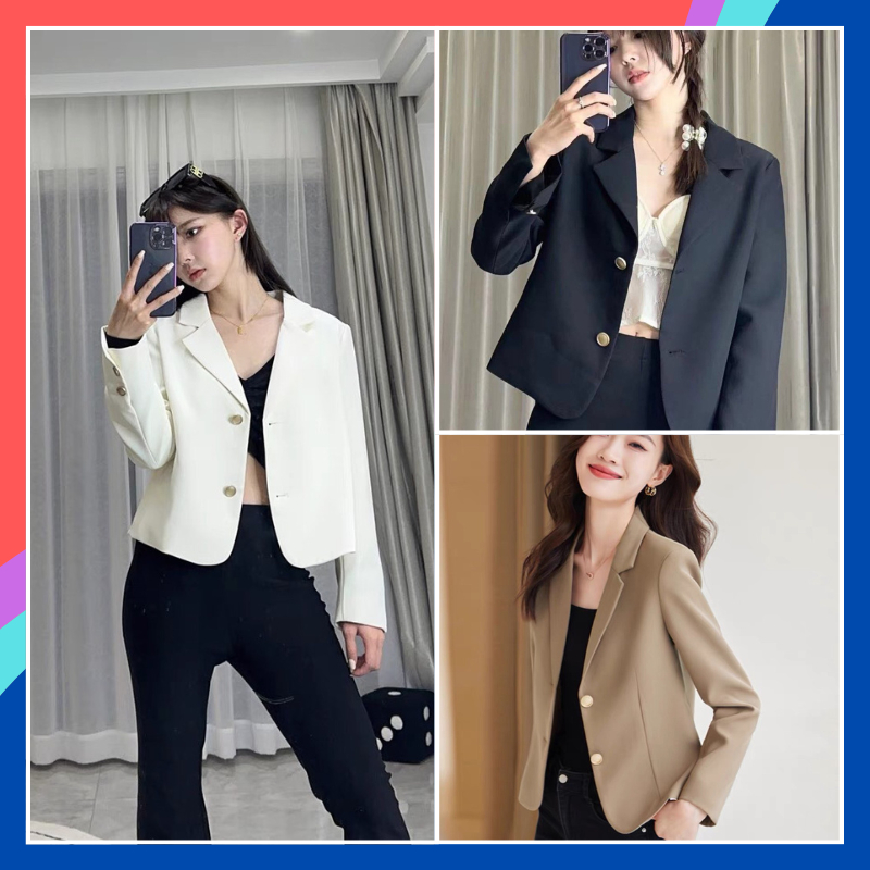 Áo vest croptop nữ dáng công sở hàn quốc áo khoác blazer nữ dáng ngắn 2 lớp cao cấp dễ phối đồ mặc đi làm