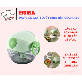 Dụng cụ xay tỏi ớt hình con heo, xay tỏi ớt mini,dụng cụ xay rau củ cầm tay siêu tiện lợi 180ml - hm376