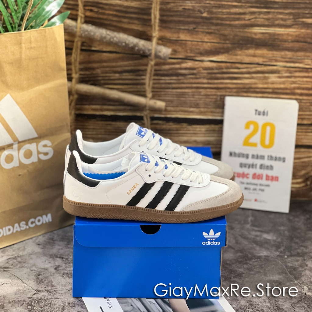 Giày Thể Thao Adidas Samba Low Đế Nâu, Giày Sneaker Adidas Samba “ White Black Gum" Hàng Mới 100% Full Box