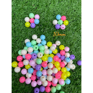 10gr hạt nhựa nhiều màu pastel size 10mm,xỏ vòng handmade TẶNG DÂY XỎ