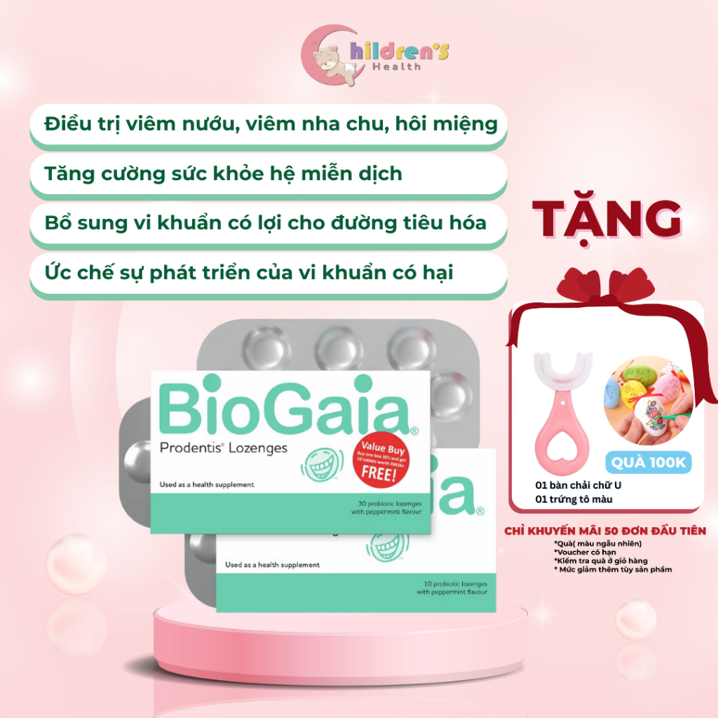 Viên ngậm men vi sinh nha khoa BioGaia ProDentis - Cân bằng khoang miệng, loại bỏ vi khuẩn, mảng bám - Chính Hãng