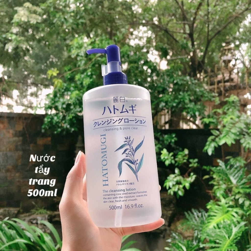 Dầu tẩy trang Hatomugi, tẩy trang ý dĩ the cleansing lotion dưỡng ẩm và làm sáng da Nhật Bản 500ml