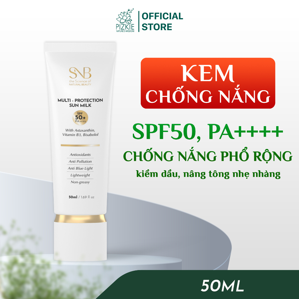 Kem Chống Nắng SNB Kiềm Dầu Nâng Tông Dành Cho Da Dầu Mụn Duy Trì Độ Ẩm Cải Thiện Sắc Tố Da SPF50 PA++++