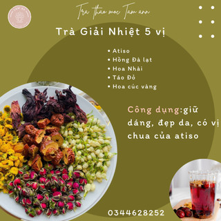 Trà giải nhiệt 5 vị atiso, hoa cúc, hoa nhài, táo đỏ, hoa hồng