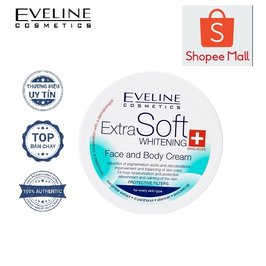 Kem Dưỡng Sáng Da Eveline Dành Cho Mặt Và Toàn Thân 200ml Extra Soft Whitening Face & Body Cream