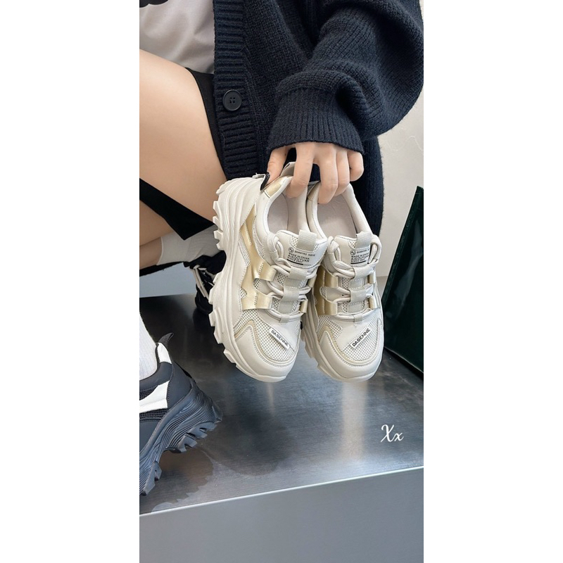 Giày thể thao sneaker viền gold pha lưới đế cao fullbox hàng quảng châu cao cấp