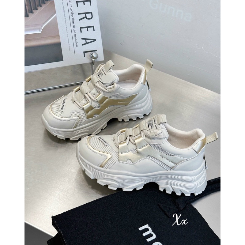 Giày thể thao sneaker viền gold pha lưới đế cao fullbox hàng quảng châu cao cấp