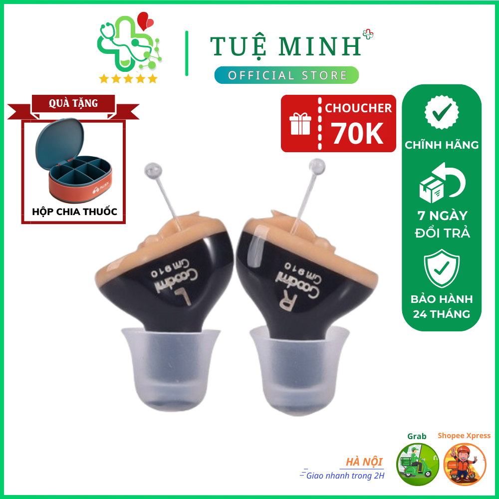 Máy trợ thính không dây siêu nhỏ GOODMI GM-910, Tai nghe trợ thính tự động xử lý giảm tiếng ồn