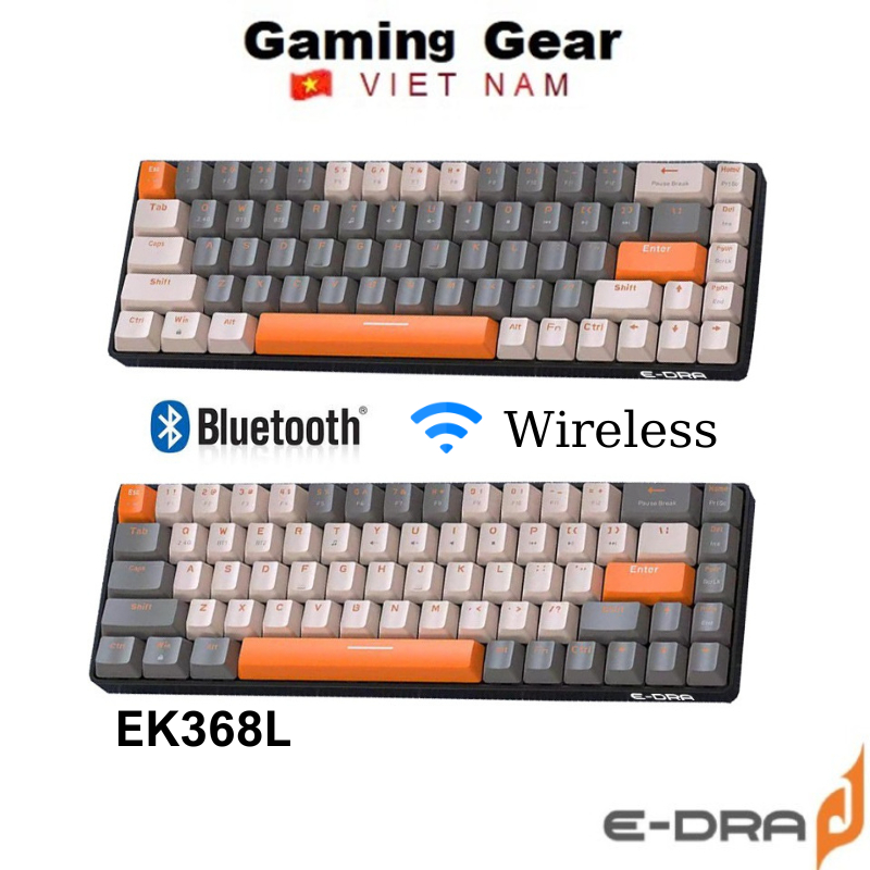 Bàn phím cơ không dây Edra EK368L Alpha / Beta - Switch Huano - Kết nối Wireless 2.4G + Bluetooth 5.0 - Chính hãng