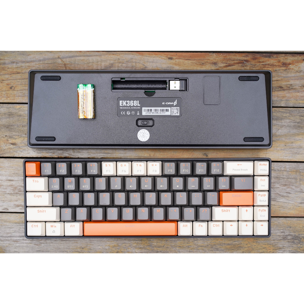 Bàn phím cơ không dây Edra EK368L Alpha / Beta - Switch Huano - Kết nối Wireless 2.4G + Bluetooth 5.0 - Chính hãng
