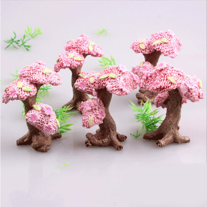 Mô hình cây hoa đào decor terrarium tiểu cảnh, trang trí chậu cây