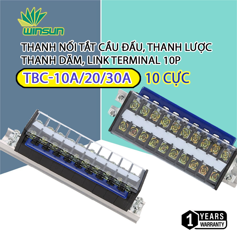Cầu đấu điện, Thanh nối tắt cầu đấu, thanh lược, thanh dăm, link bar, short bar, link terminal 10P 10A, 20A, 30A winsun