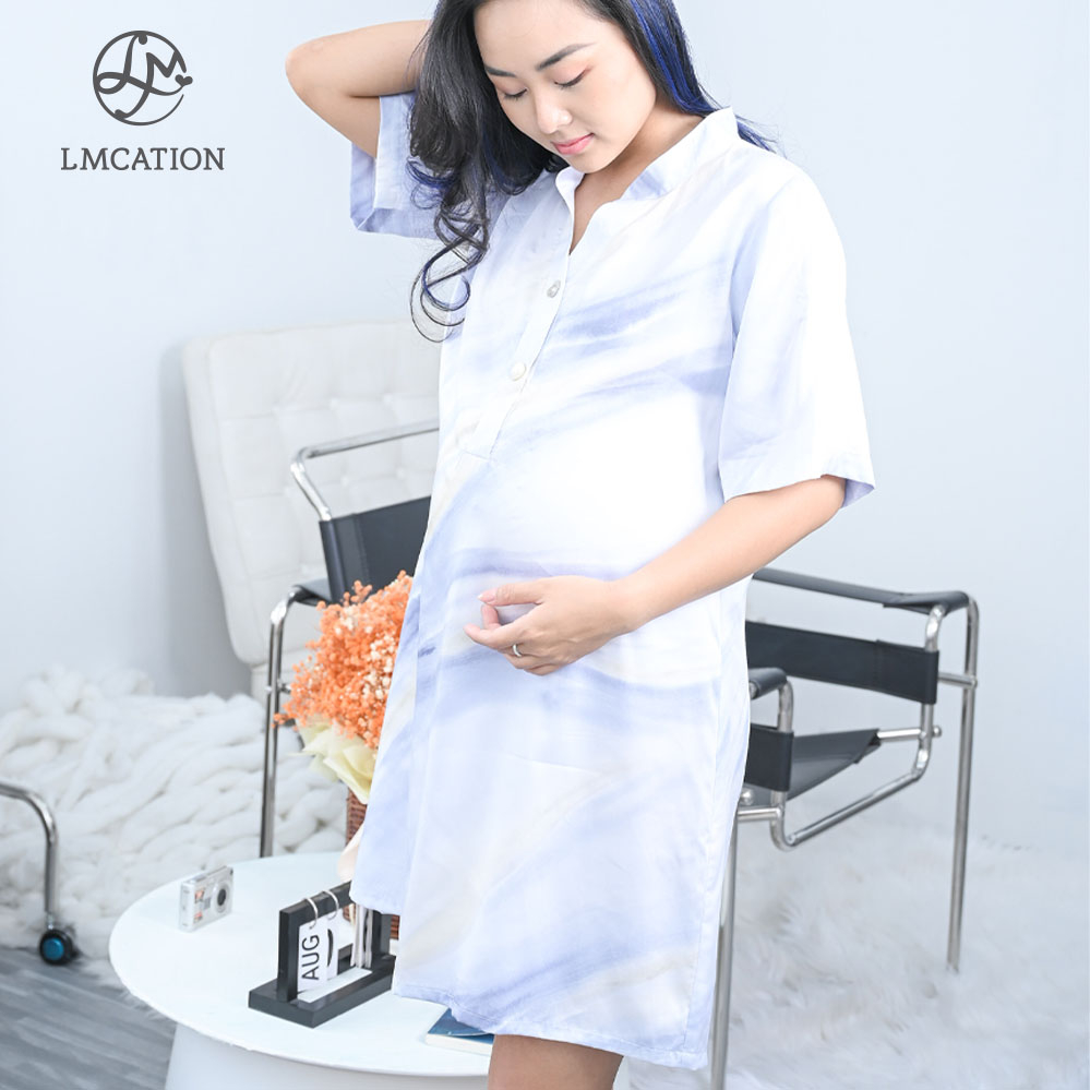 Đầm mặc nhà LMcation Tencel Sofia - Xanh loang