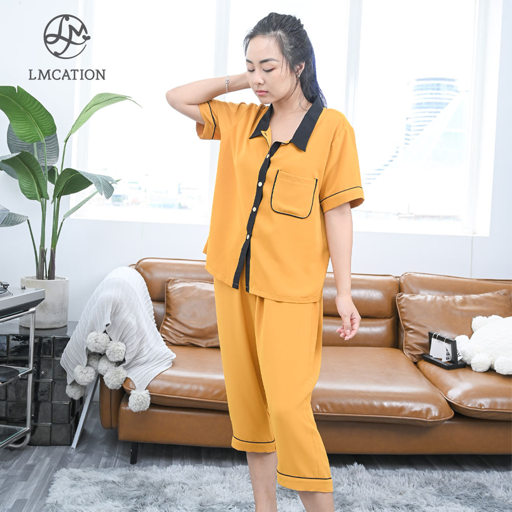 Đồ Bộ Mặc Nhà LMcation - Áo pijama & Quần lửng pijama Alia - Màu Vàng cam