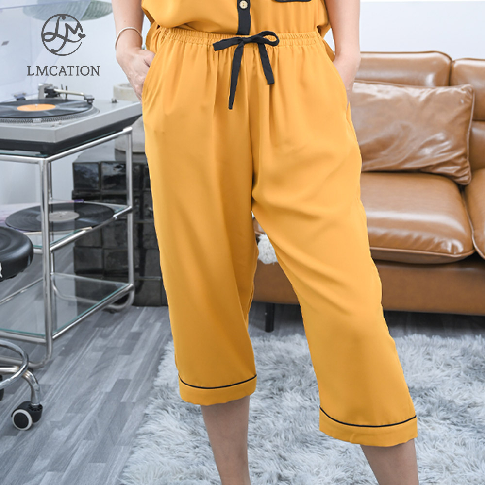 Đồ Bộ Mặc Nhà LMcation - Áo pijama & Quần lửng pijama Alia - Màu Vàng cam