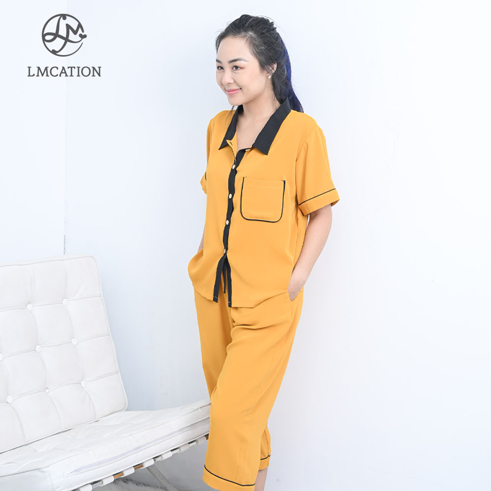 Đồ Bộ Mặc Nhà LMcation - Áo pijama & Quần lửng pijama Alia - Màu Vàng cam