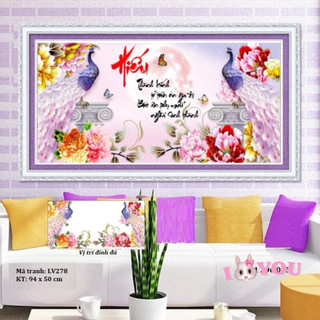 Tranh đính đá chữ Hiếu - LV278 , tranh chưa đính đá