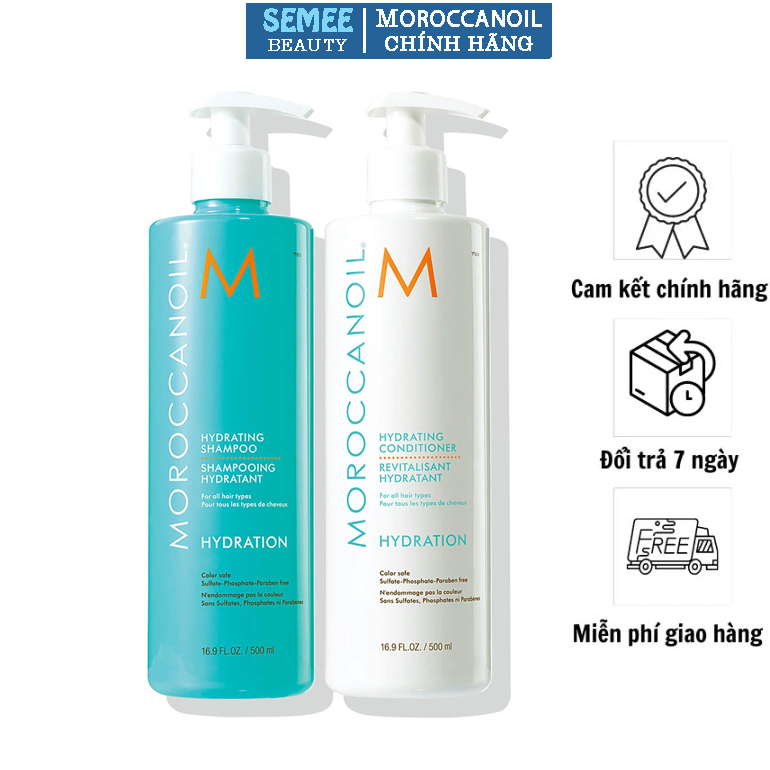 Cặp Gội Xả Dưỡng Ẩm Moroccanoil Hydration Hydrating 500ml – Hàng Chính Hãng
