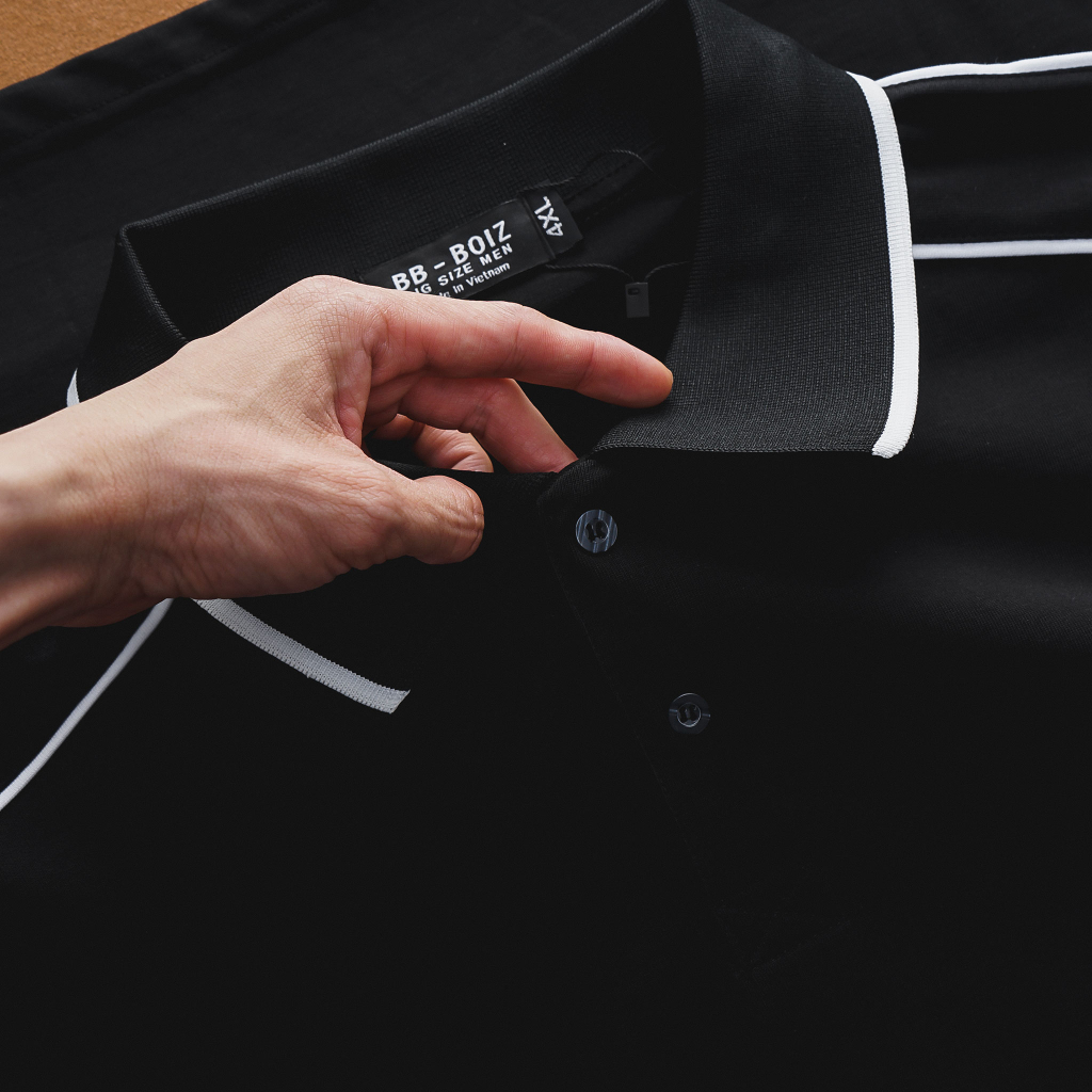 -  - Áo thun polo BB - Boiz nam chất cotton 2 chiều form bigsize 80kg - 130kg - 2 sọc viền vai
