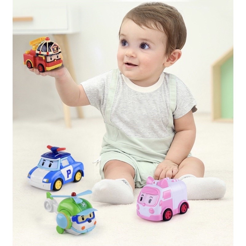 Túi 4 xe poli, biệt đội xe cứu hộ siêu dễ thương: xe cảnh sát, xe cứu thương, xe cứu hỏa, máy bay