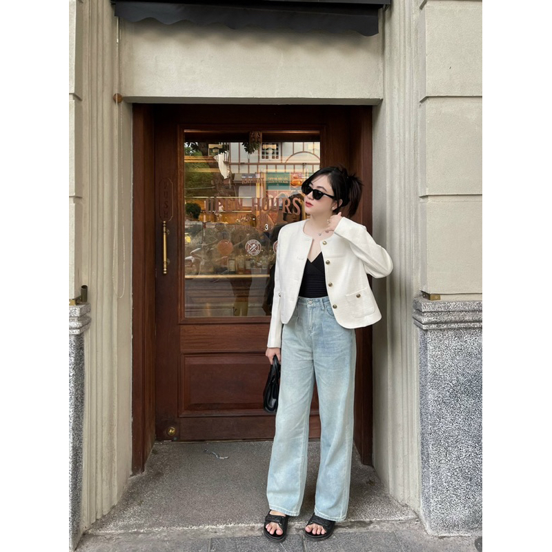 𝐓.𝐖.𝟐 - Áo dạ tweed dài tay kiểu dáng Hàn Quốc ☕️