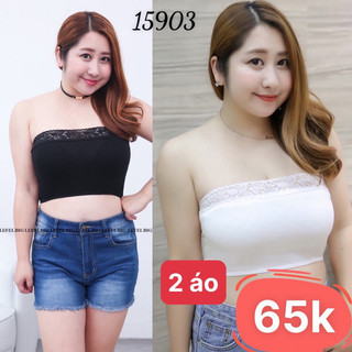1 TRẮNG+ 1 ĐEN- 65k - Áo ống Bigsize ren 15903
