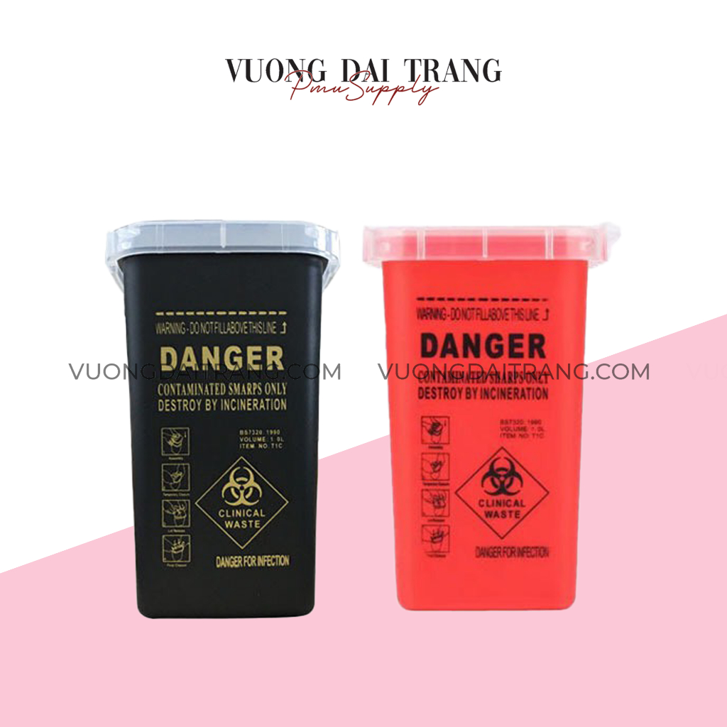 Hộp đựng kim rác thải phun xăm, thùng rác mini, đồ đựng vật sắc nhọn, hộp huỷ kim tiện dụng an toàn cho người sử dụng