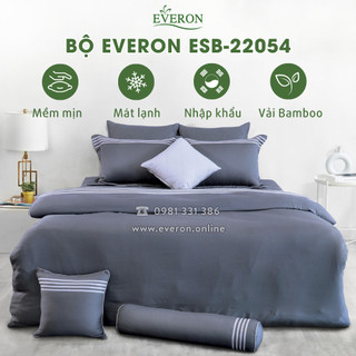 Bộ chăn ga everon esb22054 màu xám chất liệu bamboo chính hãng