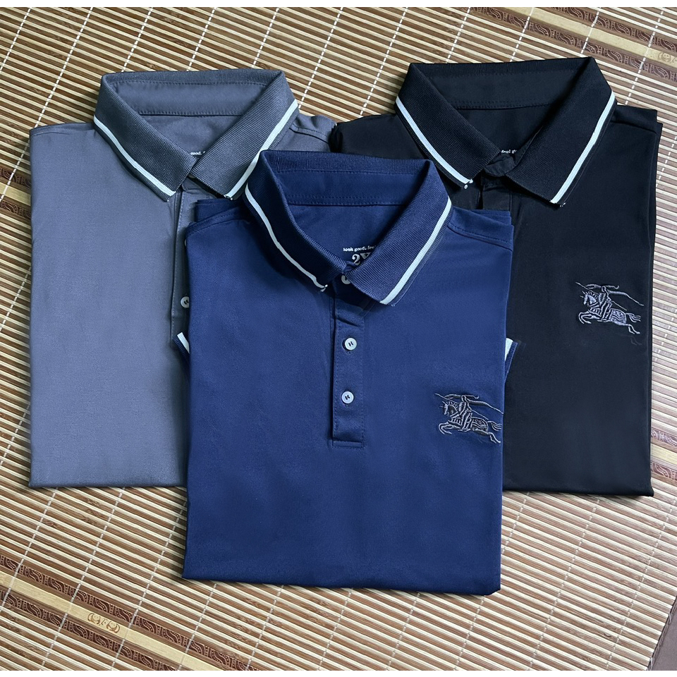 PL10  - Áo Polo Nam thêu hình, áo thun nam tay bo chất cotton cá sấu dày dặn thoáng mát