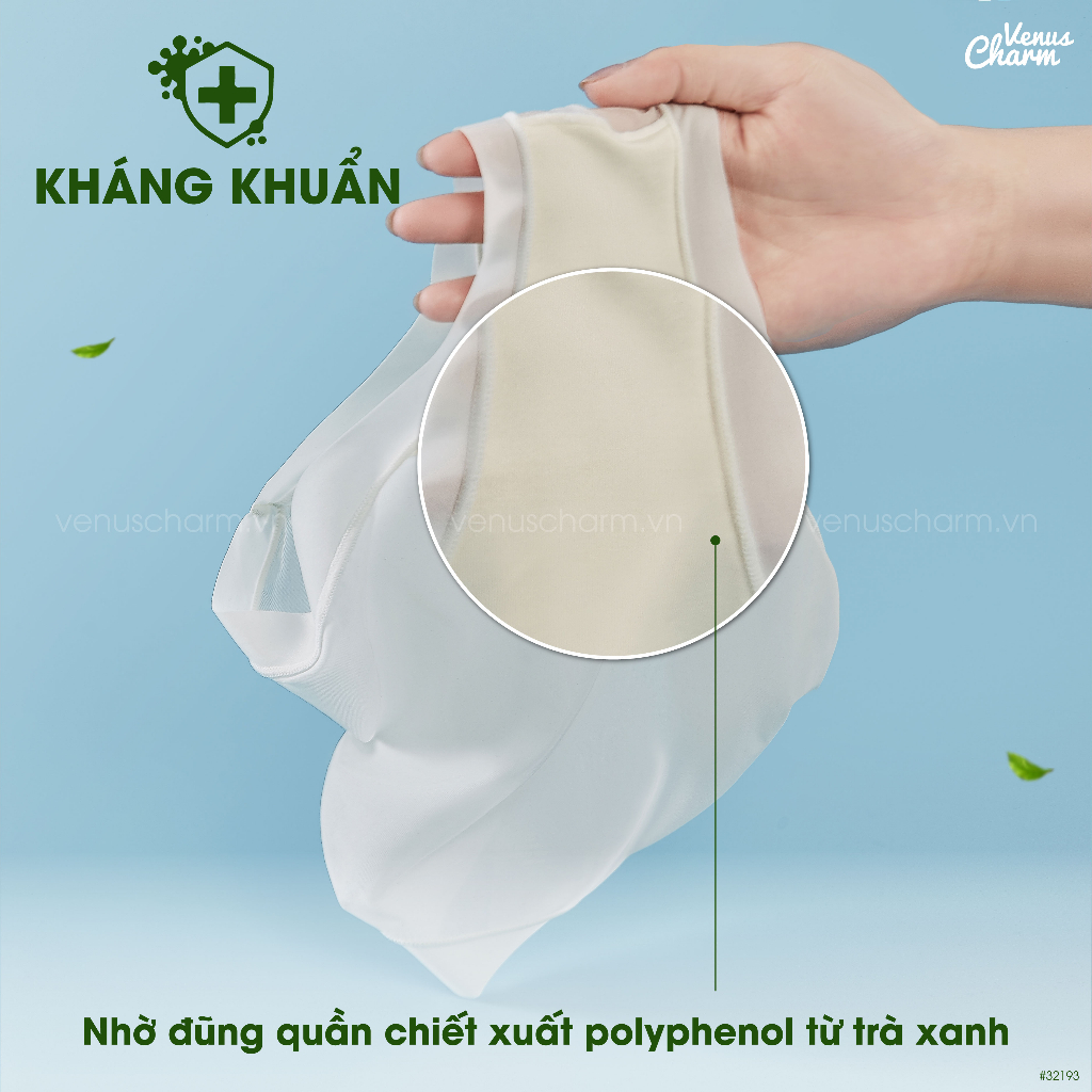 Quần lót freesize tràm trà kháng khuẩn trơn xuyên thấu co giãn ôm vòng 3 Venus Charm 32193